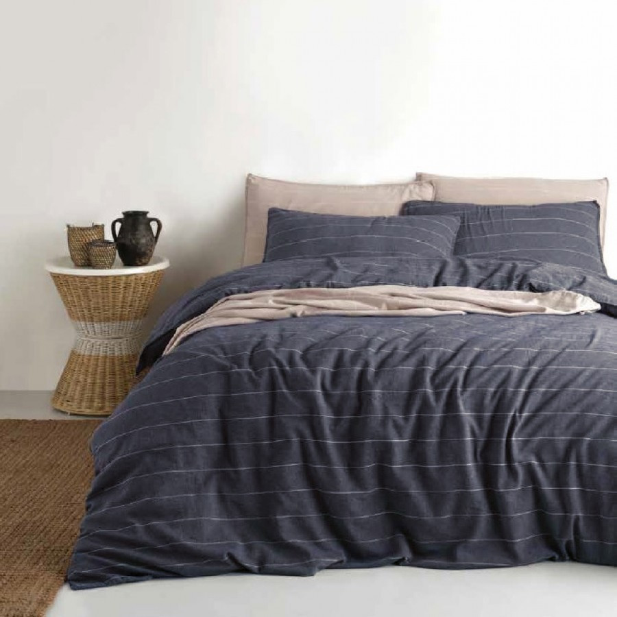 Комплект постільної білизни SoundSleep Stonewash AURA MAVI синій євро