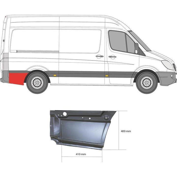 Низ заднього крила MERCEDES SPRINTER (06- г.) середня правого (вир-во KLOKKERHOLM)