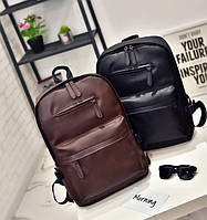 Стильный городской мужской рюкзак черный, коричневый эко кожа "Gr"