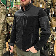 Мужская флисовая кофта Safari Tactical на молнии с Softshell вставками (Черный) S, армейские флисовые кофты L, Черный