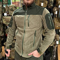 Мужская флисовая кофта Safari Tactical на молнии с Softshell вставками (Черный) S, армейские флисовые кофты M, Хаки