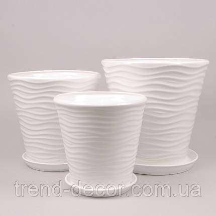 Горщик керамічний Хвиля шовк білий 13.5л., фото 2