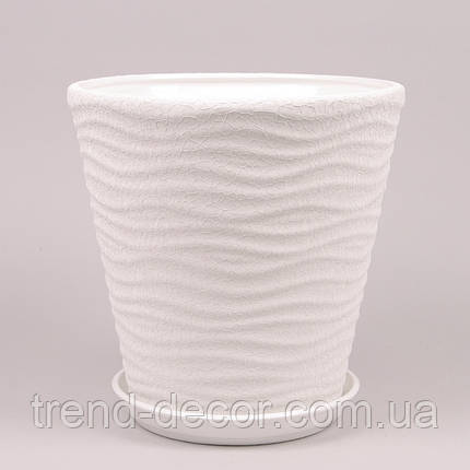 Горщик керамічний Хвиля глянець білий 5.5л., фото 1