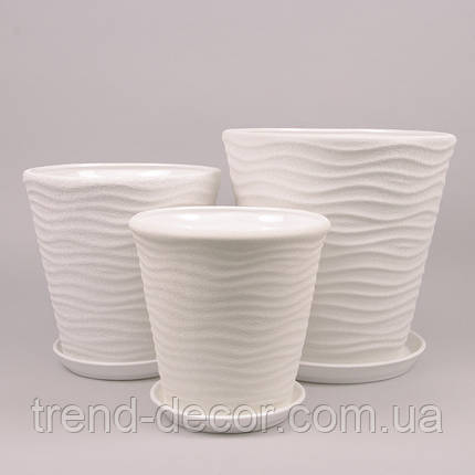 Горщик керамічний Хвиля шовк білий 5.5л., фото 2