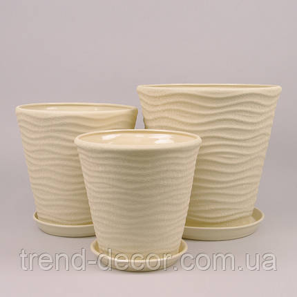 Горщик керамічний Хвиля шовк бежевий 13.5л., фото 2