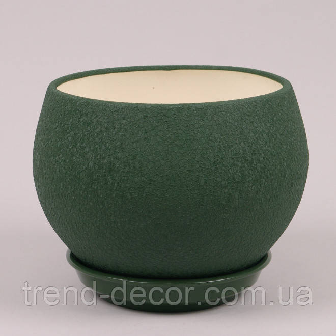 Горщик керамічний Куля шовк хакі 9л.