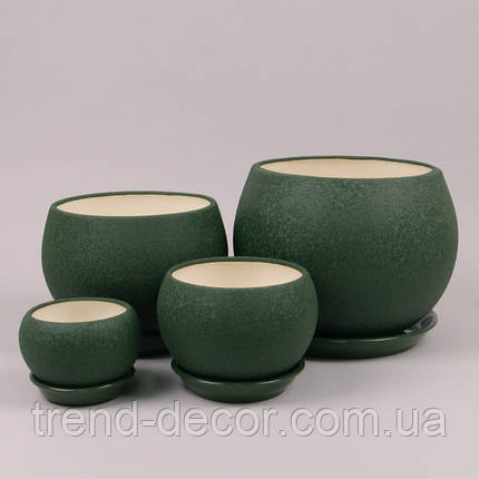 Горщик керамічний Куля шовк хакі 0.4л., фото 2