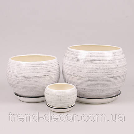 Горщик керамічний Куля глянець біло-чорний 9л., фото 2