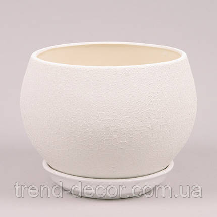 Горщик керамічний Куля шовк білий 4.1л., фото 1