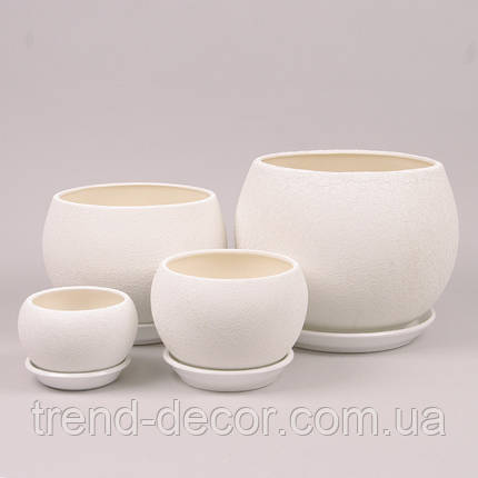 Горщик керамічний Куля шовк білий 4.1л., фото 2