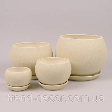 Горщик керамічний Куля шовк бежевий 9л., фото 2