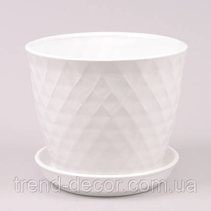 Горщик керамічний Ромб глянець білий 3л., фото 1