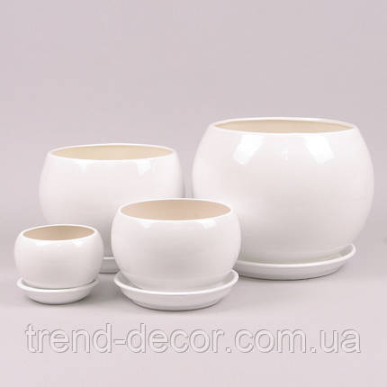 Горщик керамічний Куля глянець білий 0.4л., фото 2