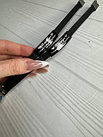 Парні браслети з екошкіри з персональним гравіюванням 21 см Чорна пластина ціна за пару