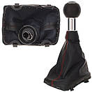 Audi A3 I 8L S-Line (96-03) ручка КПП перемикання передач чорна 6 ступка + чохол чорний з червоною ниткою + рамка, Ауді А3 1 8Л, фото 3