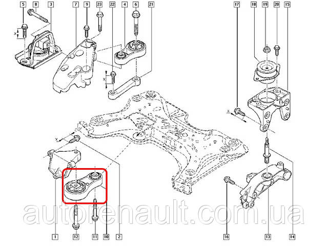 Подушка двигателя на Рено Трафик 01-> 1.9dCi (внизу, восьмёрка) RENAULT (Оригинал) 8200003826 - фото 8 - id-p26541581