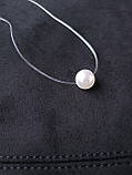 Кулон-намистинка зі штучною білою перлиною на волосіні-резинці, фото 8