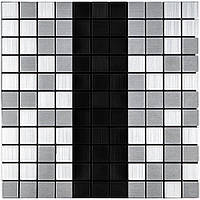 Самоклеюча алюмінієва срібна плитка з чорним мозаїка 300х300х3мм SW-00001825 (D)
