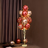 Набор 13 шаров со стойкой и гирляндой Розовый букет Жемчуг