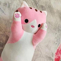 Мягкая плюшевая игрушка Длинный Кот Батон котейка-подушка 50 см. HI-829 Цвет: розовый