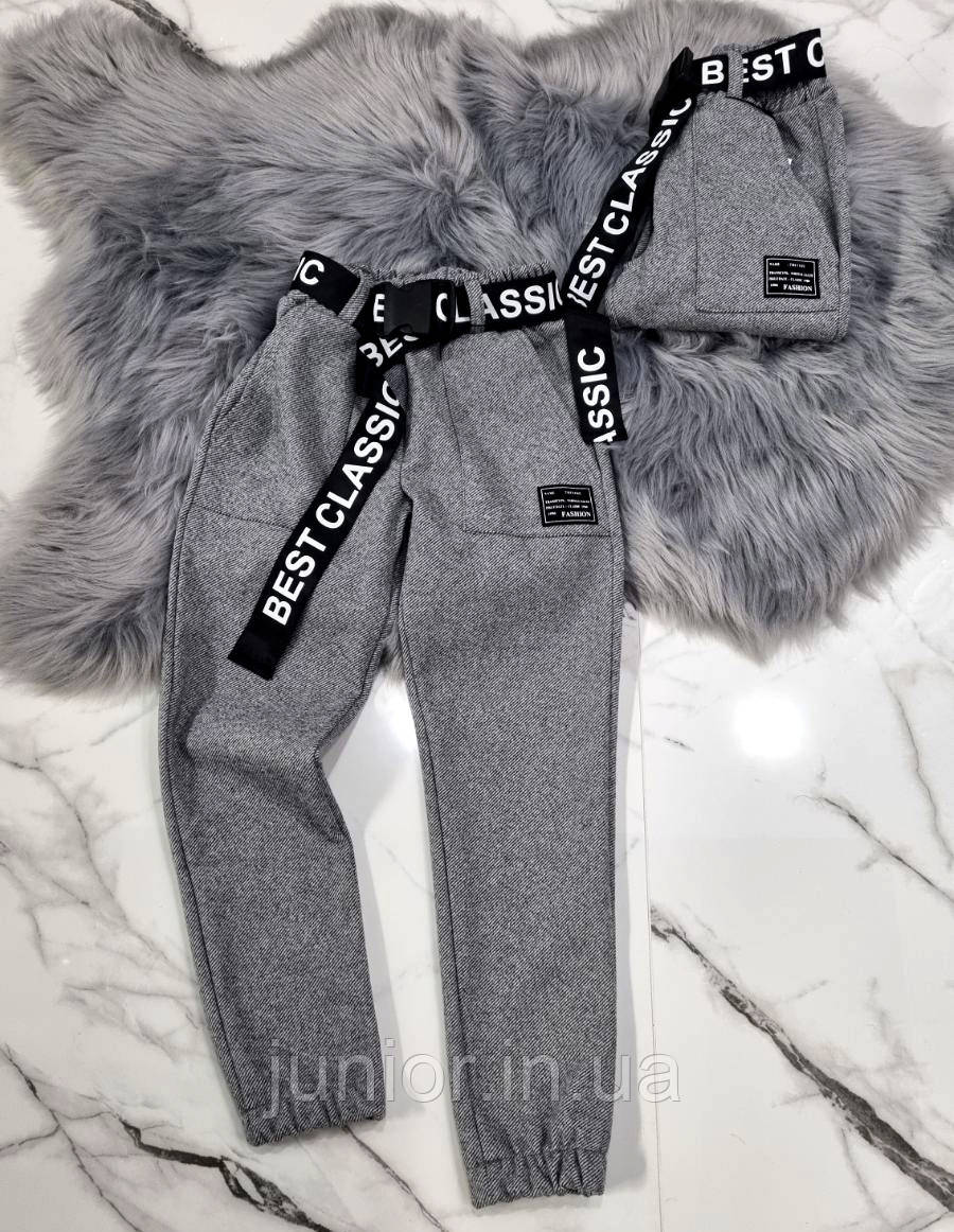 Теплі штани джогери в клітку для дівчинки (116-134р), фото 1