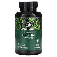 Биотин PlantFusion, Веганский биотин, 5,000 мкг, 120 веганских капсул Доставка від 14 днів - Оригинал