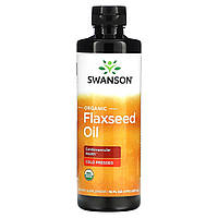 Семя льна Swanson, Органическое льняное масло, 16 фл. унций (473 мл) Доставка від 14 днів - Оригинал