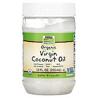 Кокосова олія NOW Foods, Real Food, Organic Virgin Coconut Oil, 12 fl oz (355 ml), оригінал. Доставка від 14 днів