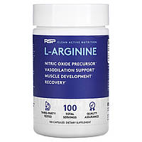 L-аргинин RSP Nutrition, сосудорасширяющий оксид азота, 100 капсул Доставка від 14 днів - Оригинал
