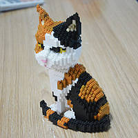 3D Конструктор Трехцветная кошка 13х8х18 см. Конструктор кошка, 1300 деталей