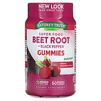 Свекла Nature's Truth, Super Food Beet Root Black Pepper, Natural Strawberry, 60 Vegan Gummies Доставка від 14