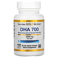 ДГК California Gold Nutrition, 700, рыбий жир фармацевтического класса, 1000 мг, 30 капсул из рыбьего желатина