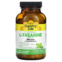 L-теанин Кантри Лайф, 100 мг, 60 жевательных таблеток Доставка від 14 днів - Оригинал