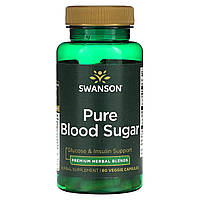 Препарат на основе трав Swanson, Pure Blood Sugar, 60 вегетарианских капсул Доставка від 14 днів - Оригинал