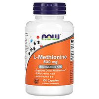 L-метионин NOW Foods, L-метионин, 500 мг, 100 капсул, 100 капсул Доставка від 14 днів - Оригинал