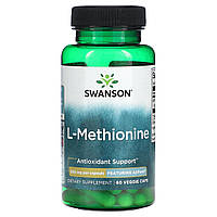 L-метионин Swanson, L-метионин, содержит AjiPure, 500 мг, 60 растительных капсул Доставка від 14 днів -