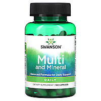 Мультиминеральный препарат Swanson, мультивитамины и микроэлементы, 100 капсул Доставка від 14 днів - Оригинал