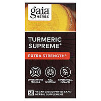 Препарат с куркумой Gaia Herbs, Turmeric Supreme, Extra Strength, 60 Vegan Liquid Phyto-Caps Доставка від 14