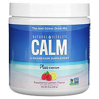 Магний Natural Vitality, CALM, The Anti-Stress Drink Mix, Plus Calcium, Raspberry-Lemon, 8 oz (226 g) Доставка