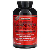 Говяжий белок MuscleMeds, Carnivor Beef Aminos, 100% чистый говяжий протеин, 300 таблеток Доставка від 14 днів