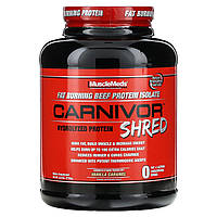 Говяжий белок MuscleMeds, Carnivor Shred, гидролизованный протеин, ванильная карамель, 1736 г (3,8 фунта)