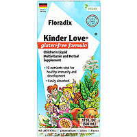 Детские мультивитамины Gaia Herbs, Floradix, Kinder Love, детские жидкие мультивитамины и травяные добавки,