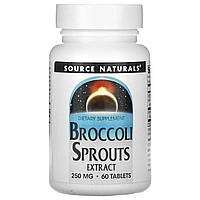Брокколі Source Naturals, Broccoli Sprouts Extract, 250 mg, 60 Tablets (125 mg per Tablet), оригінал. Доставка від 14 днів