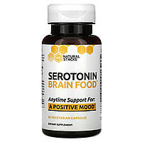 Препарат для памяти и когнитивных функций Natural Stacks, Serotonin Brain Food, добавка с серотонином, 60
