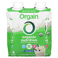 Готовые напитки Orgain, Organic Nutrition, Grass-Fed Protein Shake, Sweet Vanilla Bean, 4 упаковки, 11 фл.