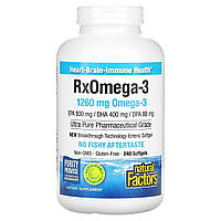 Рыбий жир Омега-3 Natural Factors, Rx Omega-3, рыбий жир, 800 мг ЭПК и 400 мг ДГК, 240 капсул Доставка від 14