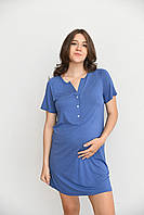 Ночная сорочка для беременных в роддом и кормящих мам с секретом кормления размер S Lazy Мамин Дом Синий