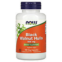 Гортензія NOW Foods, Black Walnut Hulls, 500 mg, 100 Veg Capsules, оригінал. Доставка від 14 днів