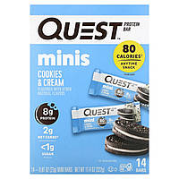 Спортивные батончики Quest Nutrition, протеиновый батончик, мини-бар, печенье с кремом, 14 батончиков по 23 г