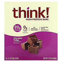 Спортивные батончики Think !, Батончики с высоким содержанием белка, шоколадная помадка, 10 батончиков, 2,1